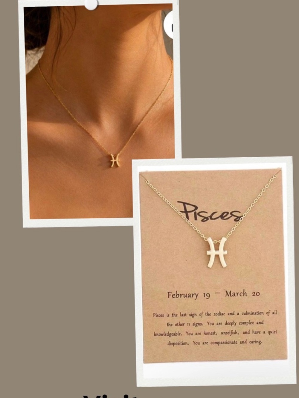 Gold Pisces Zodiac Necklace - Minimal Pendant Necklace